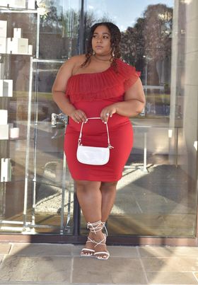 One Shoulder Red Dress